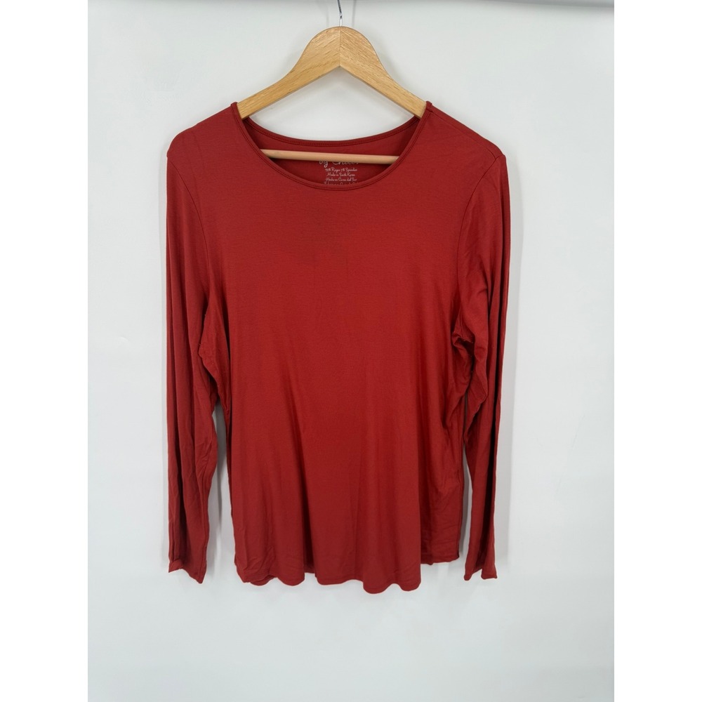 Chicos Stretch Top Womens Size 2 or L Terracotta Minimalist Basic Casual Capsule